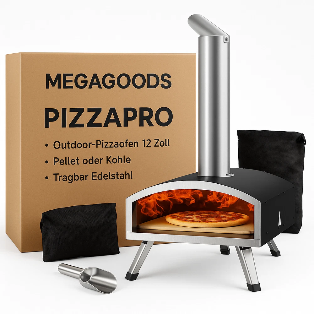 Outdoor Pizza Oven 12 Inch Pellet Charcoal, Portable Stainless Steel DE.