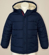 Baby Gap Toddler Puffer Jacket 4T Navy Blue Sherpa Lined Hood Coat NWT