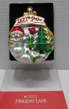 Macy's Holiday Lane Glass Christmas Tree Ornament "Let it Snow" 2008