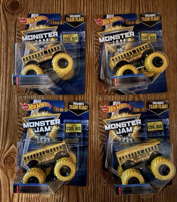 Hot Wheels Monster Jam 25 1992-2017 Higher Education W/ Team Flag Lot Of 4 New