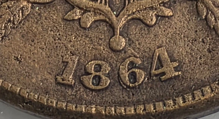1864 Two 2 Cent Piece 2C PCGS XF Detail - Repunched Date Error #4808 - Image 2 of 4