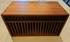 Kalmar Designs Vintage 20 slot CD Case Holder Teak Wood MCM Eject Buttons At Top