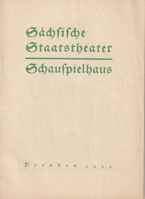 Programmheft Henrik Ibsen PEER GYNT 8. Oktober 1936 chauspielhaus Dresden