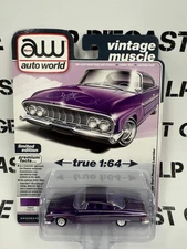 AUTO WORLD 1961 Dodge Dart Phoenix Lowrider Purple 1:64 Diecast Vintage Muscle