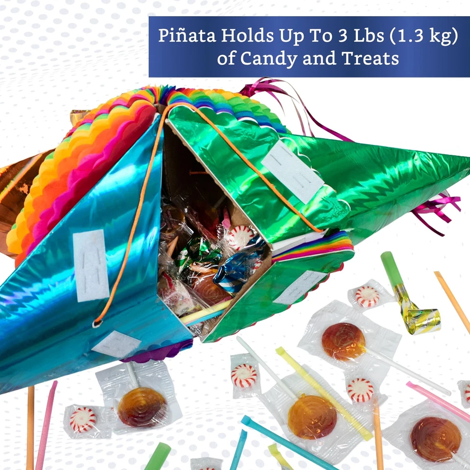 Rainbow Mexican Piñata - 26 Handmade Foldable Birthday Party Decoration - Image 4 of 4