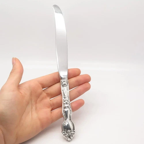 Wallace Sterling Silver La Reine Dinner Modern Blade Knife 9" Inch - NO MONO