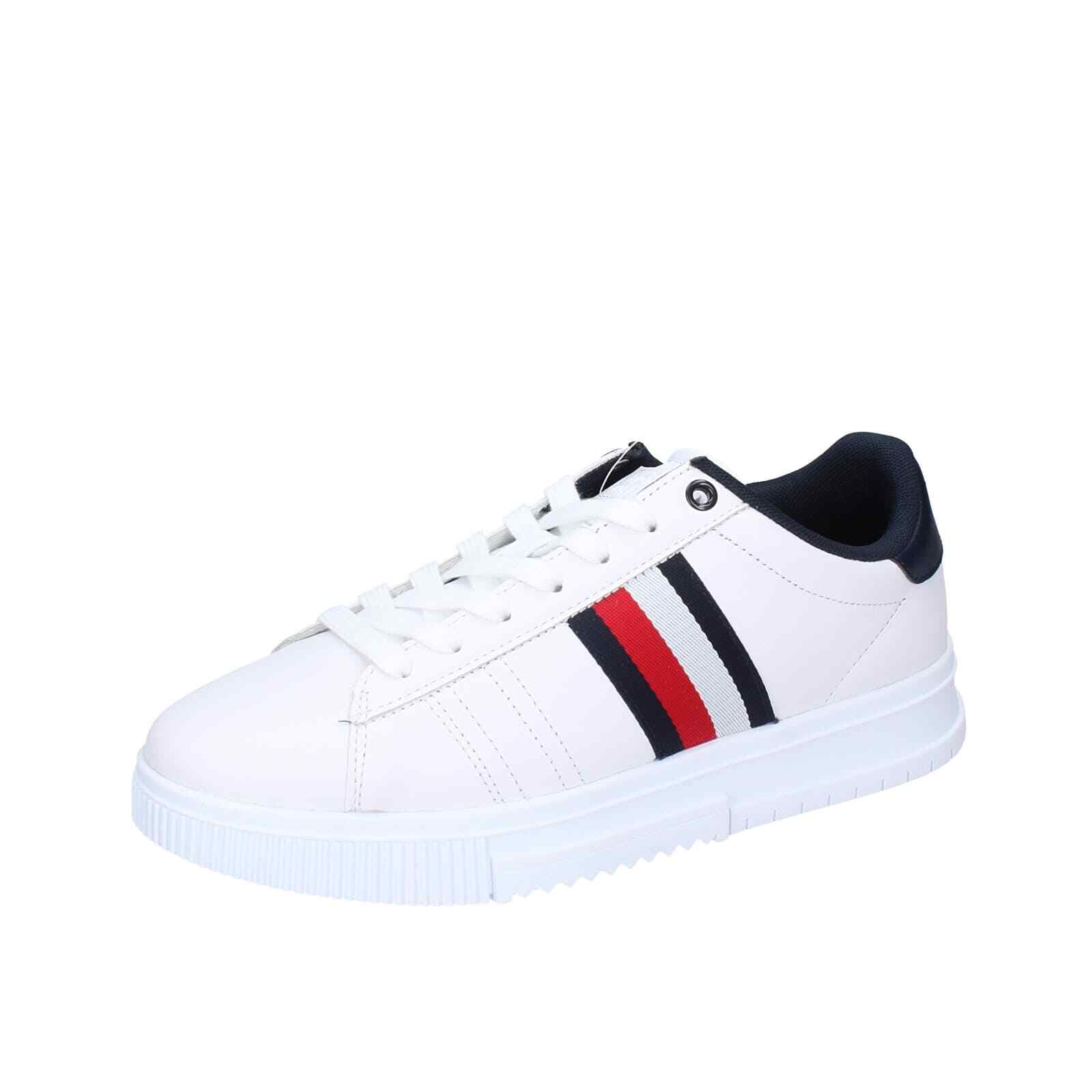 Herren schuhe TOMMY HILFIGER 43 EU sneaker weiß leder EY63-43 