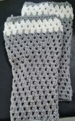 Handmade Leg Warmers/Footless - Gray And White