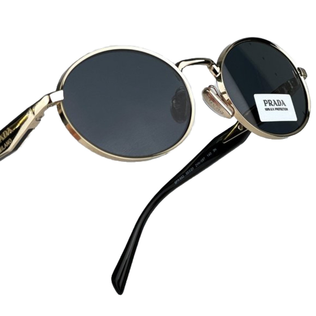 New■PRADA■PR65ZS メタルオーバル サングラス【関税込】 Prada PR 65ZS L (55 - 20) with Grey lenses and Gold frame