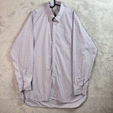Turnbull  Asser Mens Dress Shirt XL READ White/Blue Plaid Designer Button Down