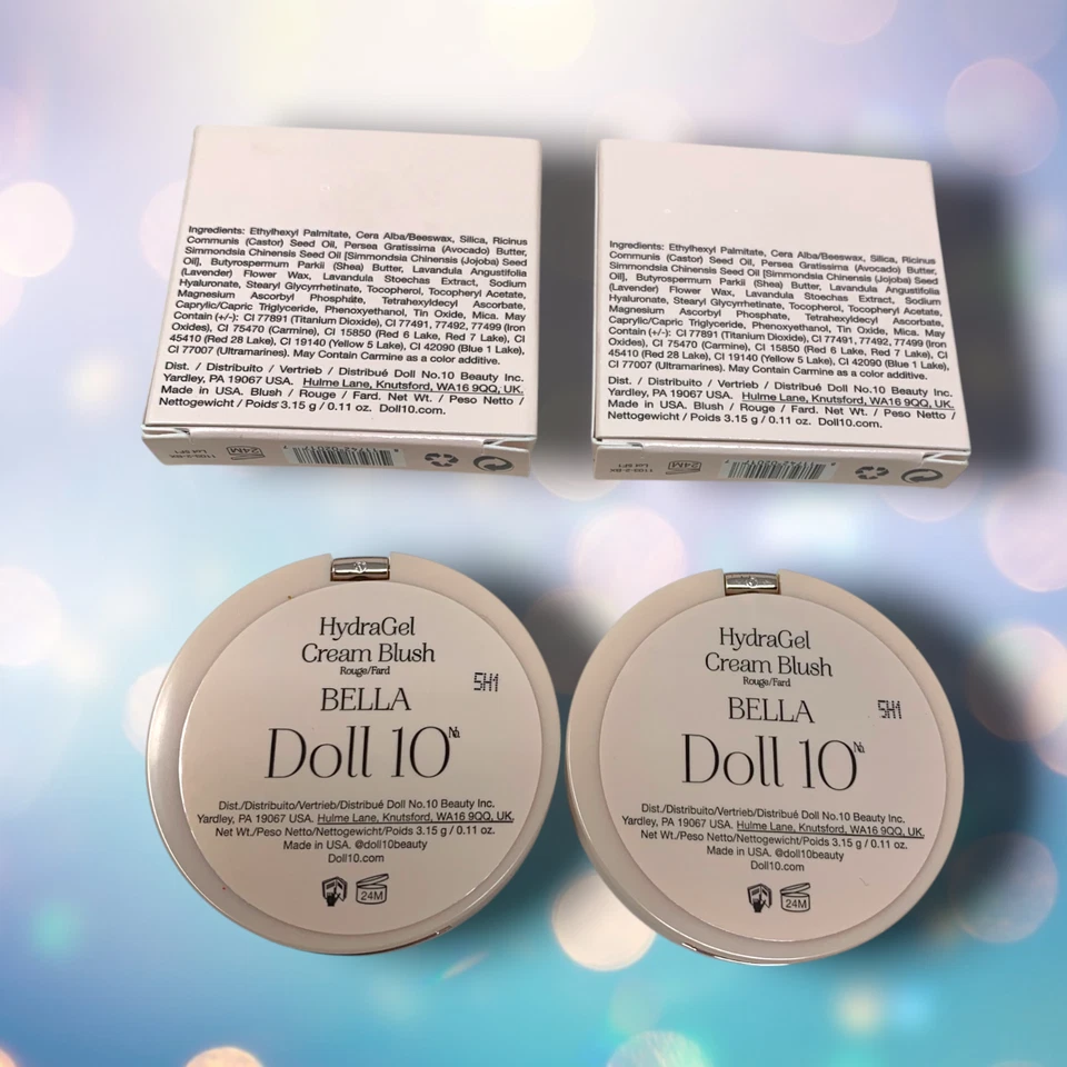 NUEVO Lote 2 x Muñeca 10 Hidrogel Crema Rubor en Bella Tamaño Completo 0.14 OZ En Caja Foto 2 de 3