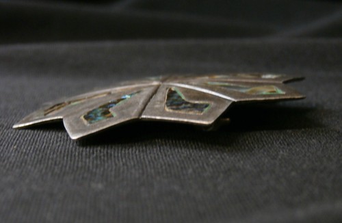 Vintage Mexico TAXCO Abalone Shell Inlay Sterling Silver Pin/ Pendant #g110 - Picture 6 of 6