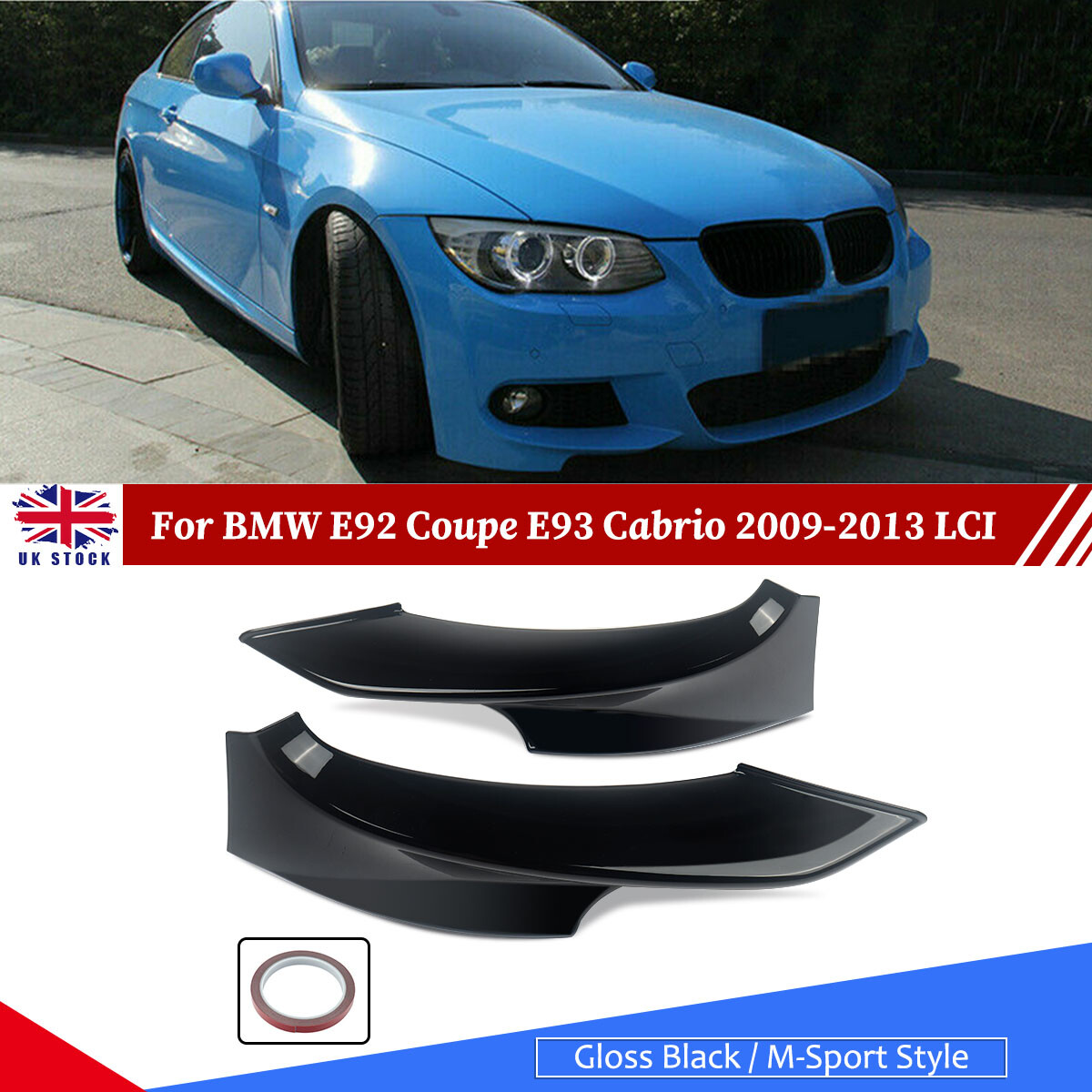 Front Corner Bumper Spoiler Splitter Lip For BMW E92 E93 2009-13 Gloss Black LCI