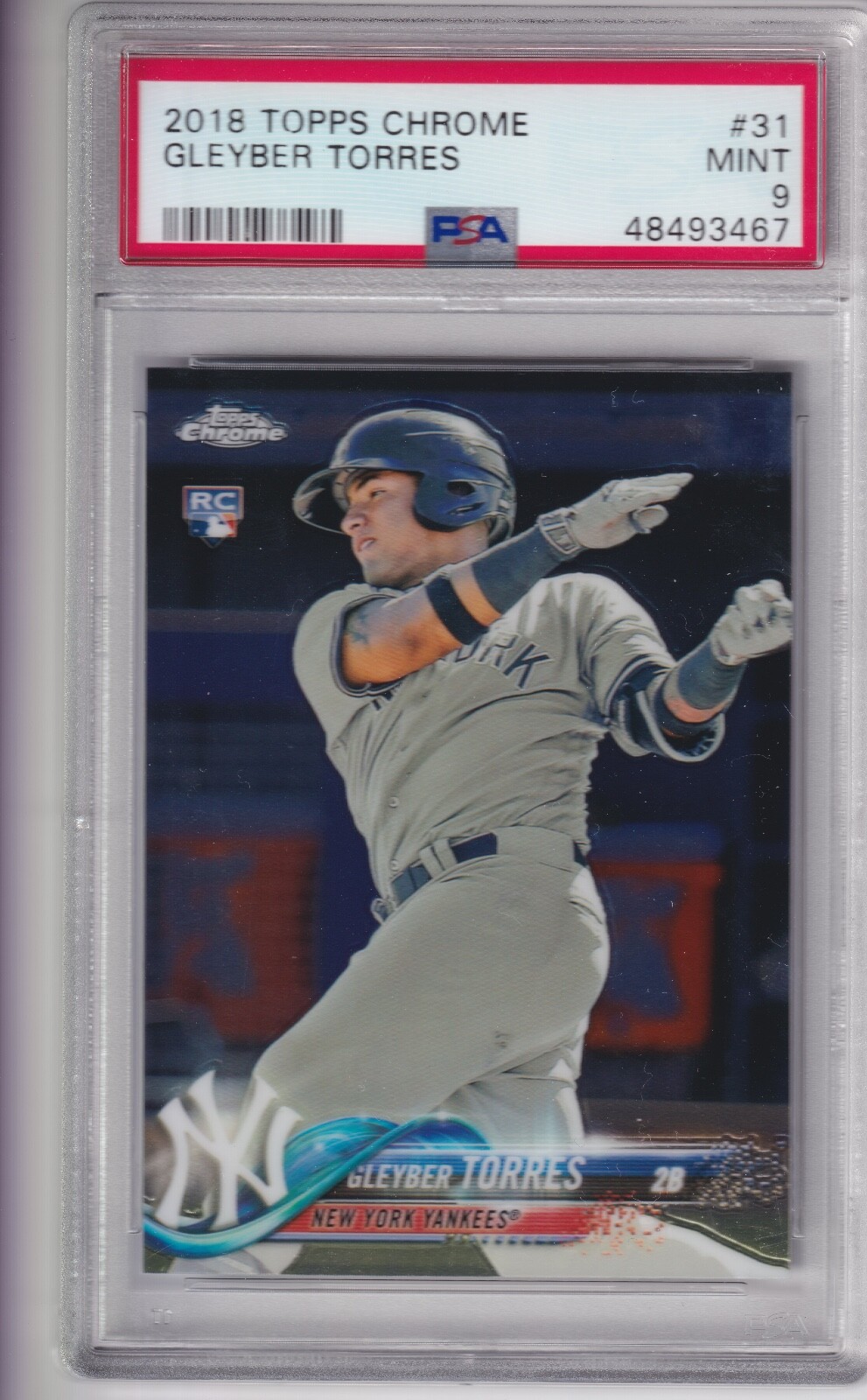 2018 TOPPS CHROME GLEYBER TORRES 31 PSA 9 ROOKIE CARD NEW YORK YANKEES