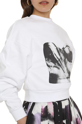 ALEXANDER MCQUEEN white & black bustier print sweatshirt Size Large / 44 IT - Picture 8 of 14