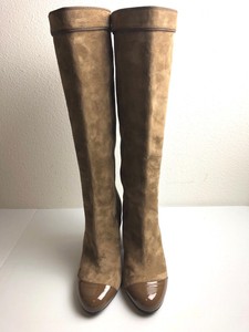 LANVIN-Taupe-Suede-Patent-captoe-Knee-High-Tall-Boots-37-7-NEW