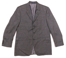 Ralph Lauren 100 Wool Gray Black 3 Button Blazer Sport Coat Jacket 42 L