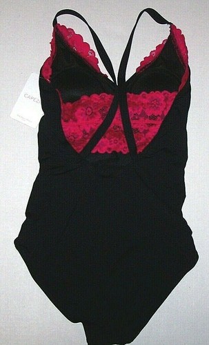 Capezio Encore Leotard Bodysuit Black Lace Insert Ruffle #111691 New NWT Women S - Picture 4 of 17