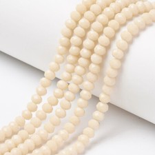 50 Cream Rondelle Beads Glass Faceted 6x5mm Jewelry Supplies BULK Antique White