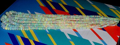 Ein 19 '' Natürlich Äthiopische Opal Welo Feuer Edelstein Perlen 6Strands Schwarz