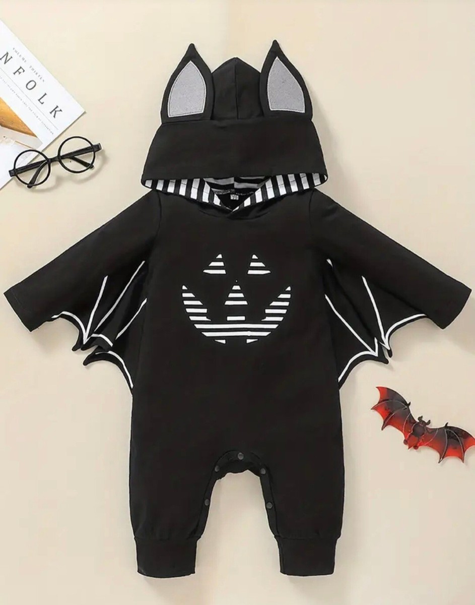 Halloween Baby Bat Costume Romper Outfit Jumpsuit Unisex Cotton