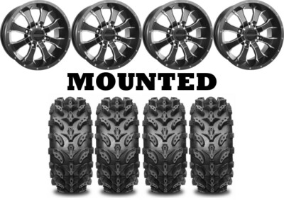 Kit 4 Interco Swamp Lite Tires 28x9-14/28x11-14 on Raceline A77 Mamba Black IRS