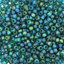 Miyuki Round Rocaille Seed Beads Size 8/0 Matte Trans Teal AB 22GM 8-2405FR 