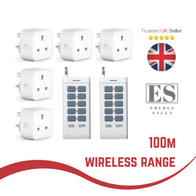 Fernbedienung Steckdose Funk 100m Reichweite Schalter Netz UK Stecker AC Power Outlet