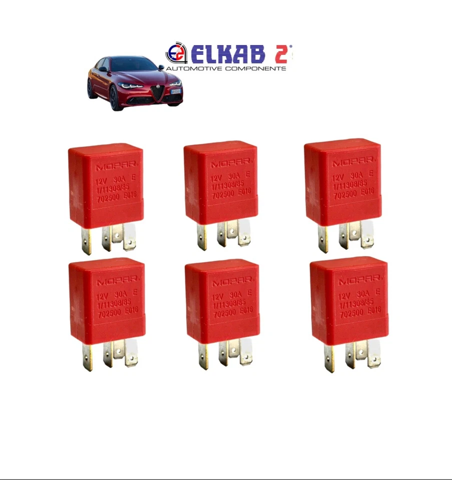 Alfa Romeo Giulia Kit, 6 MOPAR 12V30A Relays, External Temperature Sensor, Fuses - Image 2 of 4