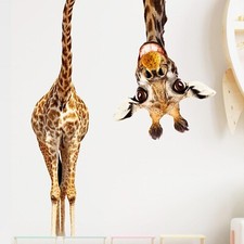 Funny Giraffe Animal Wall Decals Removable Cartoon Jungle Safari Animal Wall ...