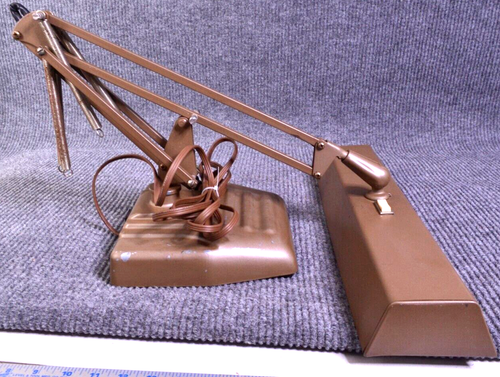 Vintage Swing Arm Light Flexarm Brown Metal Desk Workshop Drafting Dayton - Picture 3 of 23