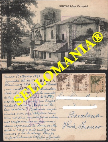 ANTIGUA POSTAL LIMPIAS CANTABRIA IGLESIA PARROQUIAL GUERRA CIVIL 1939 TCP00011 - Imagen 2 de 2