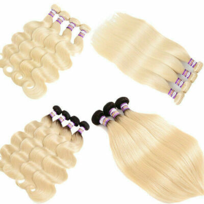 RUSSIAN VIRGIN HAIR BLOND 613/1B DARK ROOT 10 TO 34INCH 100g STRAIGHT/BODY WAVE