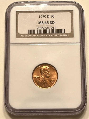 Super High Grade 1970 (D) NGC 1C MS65RD Red Fiery Gem Lincoln Memorial Cent 1C