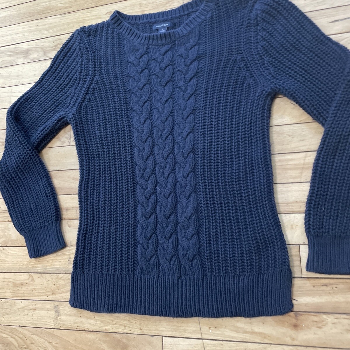 ニット+セーター NAUTICA USA IMPORT KNIT women&#39;s L Nautica Women's Sustainably Crafted Half-Zip Cable-Knit