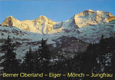 Vintage Switzerland Chrome Postcard Berner Oberland Eiger Monch Jungfrau