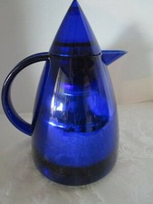 Jarra jarra vintage e inserto de vidrio Emsa cónico azul atómico Alemania años 80