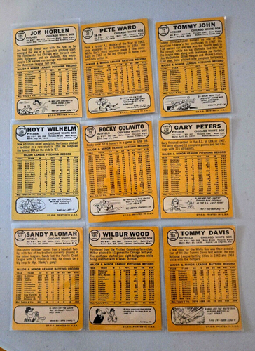 Lot of 9 1968 Topps CHICAGO WHITE SOX vintage cards. Wilbur WOOD, TOMMY JOHN - Picture 8 of 8