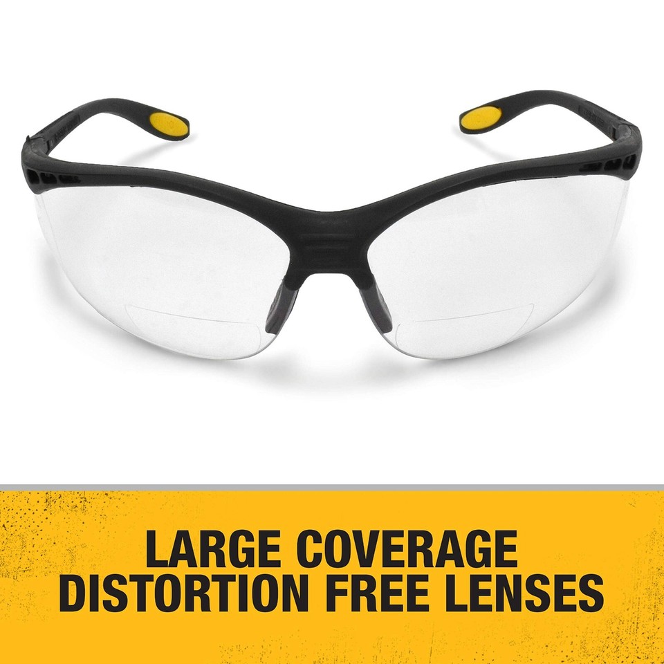 Safety Cheaters DEWALT CLEAR Reinforcer RX Bifocal Readers Cheaters Safety Glasses ANSI ...