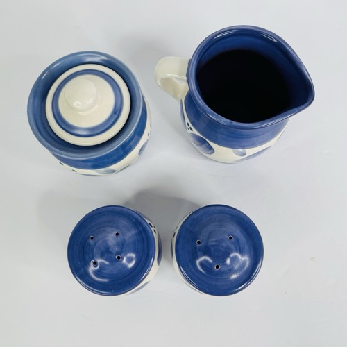 Pfaltzgraff Villa Flora Salt Pepper Shaker Creamer Sugar Bowl Blue White Mexico - Picture 2 of 8