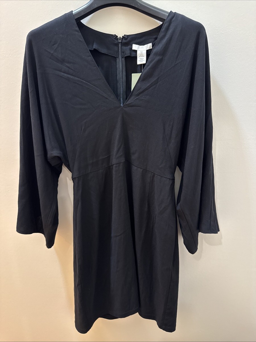 3/4 sleeve black midi dress Black Shimmering 3/4 Sleeve A-Line Midi Dress main image 0