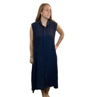 Eskander A-Line Linen Sleeveless Button-Down Dress with Collar Midi | eBay Eskander A-Line Linen Sleeveless Button-Down Dress with Collar Midi | eBay