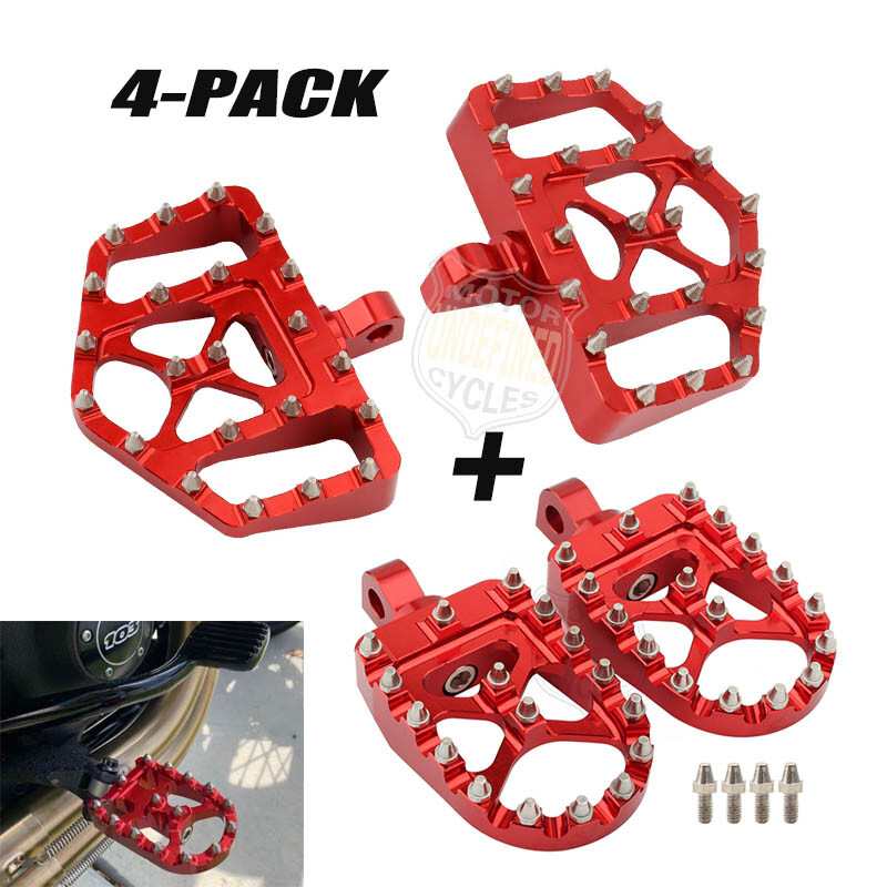MX Style Wide Foot Pegs Fat Pedal Footrest RED For Harley Dyna