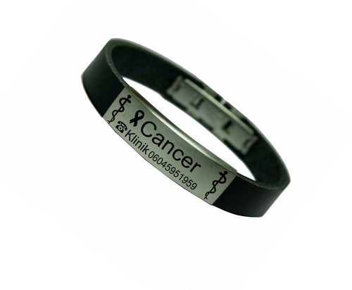 ID SOS NOTFALL LEDERARMBAND KREBS LEUKÄMIE DAMEN HERREN SCHWARZ ERSTE HILFE - Bild 6 von 9