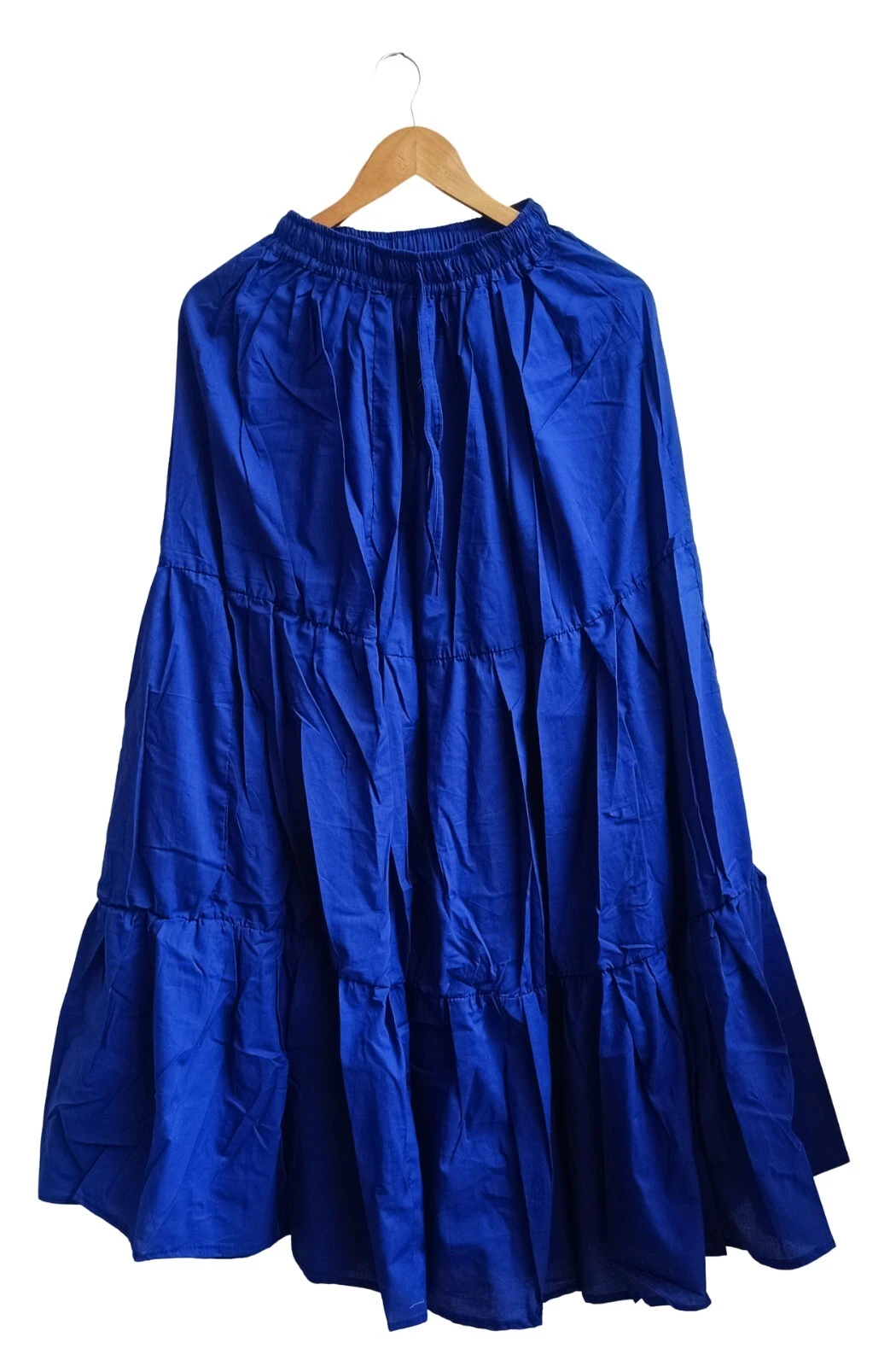 Indian Royal Blue Solid Long Frill Pure Cotton Skirts Women's Clothing Skirts US