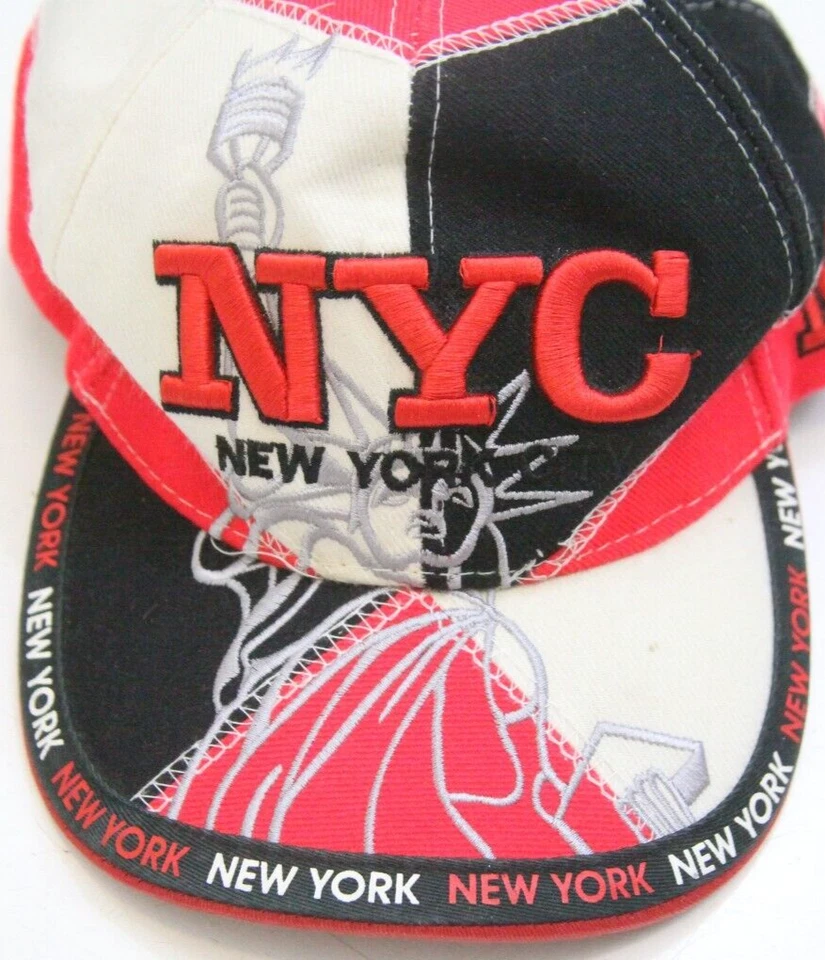 New York City Black Red White Acrylic Adult Baseball Hat Cap Strap Back 1-455 - Image 2 of 4