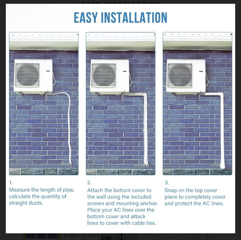 3" W 16.1Ft L Line Set Cover Kit for Mini Split Air Conditioners eBay