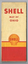 Vintage 1940s ' Shell Gasoline ' State of Ohio Map