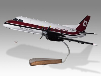 Saab 340 Loganair Version 2 Desk Wood Airplane New Model Small Scale 1/72