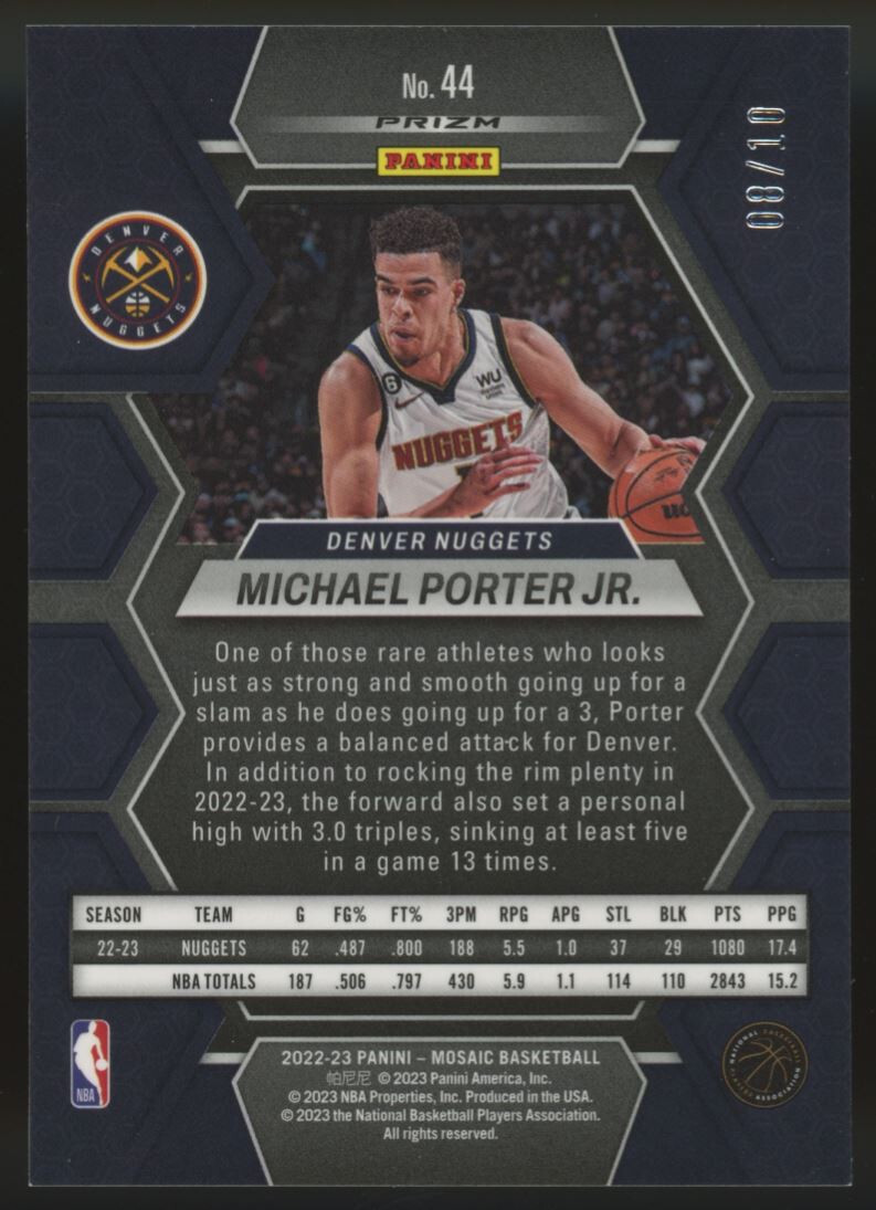 2022-23 Mosaic Michael Porter Jr. Gold Wave Prizm /10 #44 | eBay